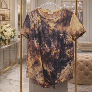 Umgee Artistic Black and Tan Short Sleeve Tee